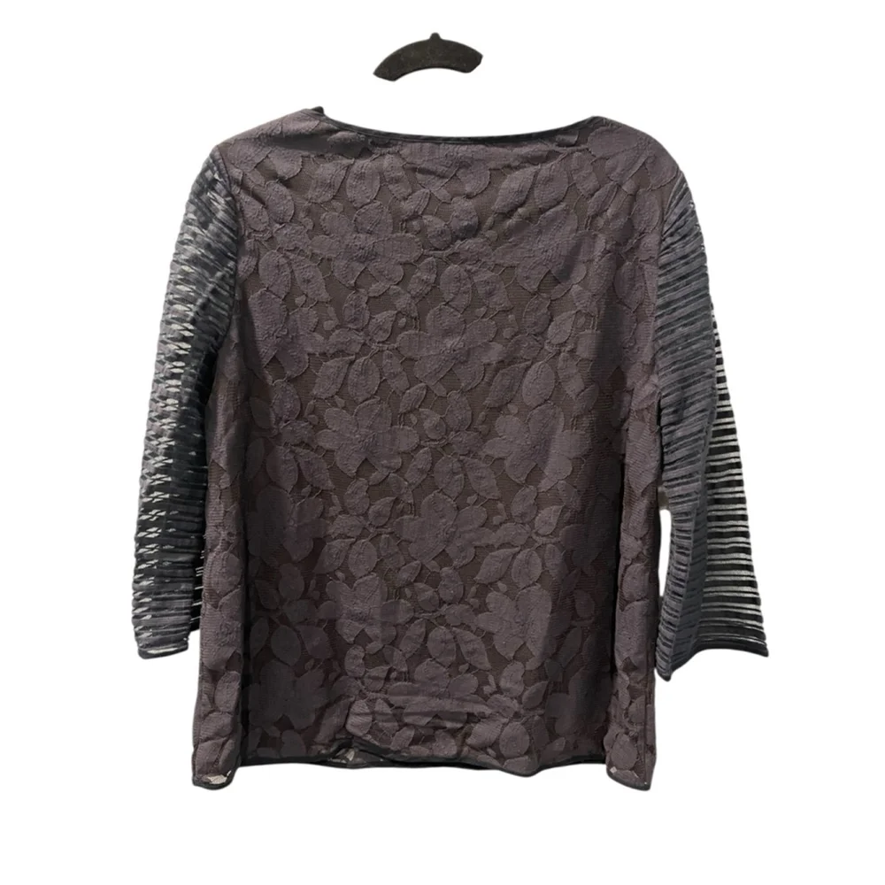 Tory Burch Lace Lined Size Medium Navy Blue Blouse Top Cotton Blend Work Floral